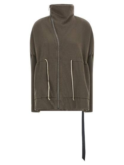Activewear Sweatshirt by DRKSHDW for women in cotton beige presents a dynamic silhouette, featuring a dynamic high-neck neckline and detailed with functional .