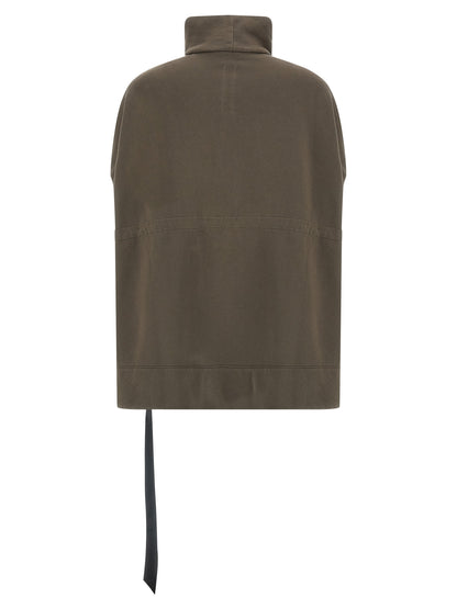 Activewear Sweatshirt by DRKSHDW for women in cotton beige presents a sporty silhouette, showcasing a sophisticated high-neck neckline and detailed with premium for a sporty finish.