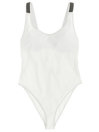 Brunello Cucinelli Monile Women's Stretch Polyamide One-Piece Swimsuit - White