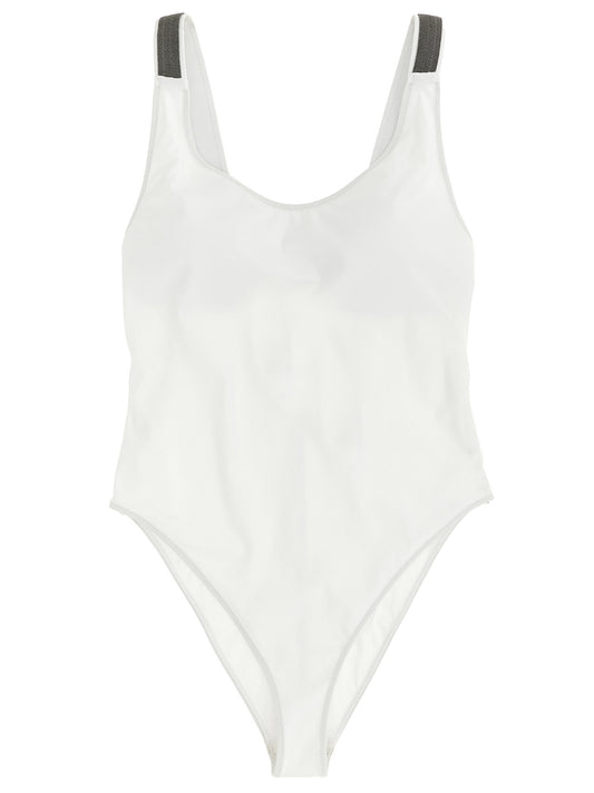 Brunello Cucinelli Monile Women's Stretch Polyamide One-Piece Swimsuit - White