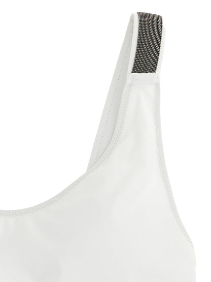 Brunello Cucinelli Monile Women's Stretch Polyamide One-Piece Swimsuit - White