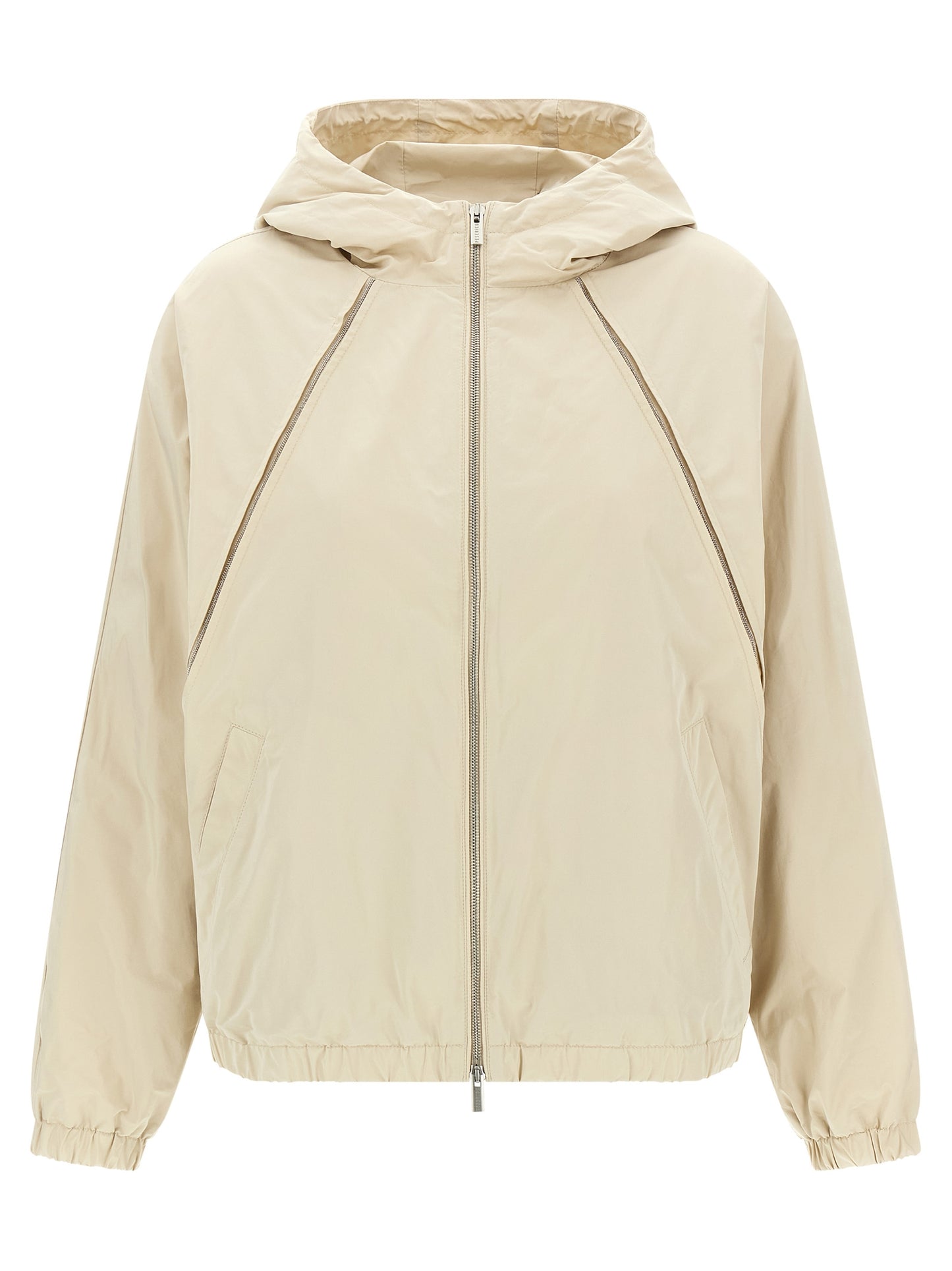 Peserico Women's Windproof Cotton Polyester Hooded Windbreaker Jacket - Beige