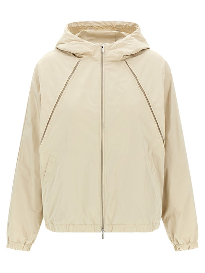 Peserico Women's Windproof Cotton Polyester Hooded Windbreaker Jacket - Beige