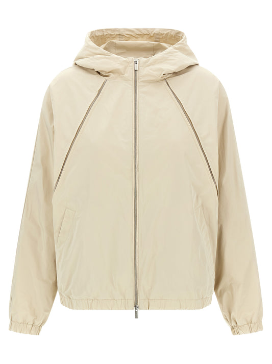 Peserico Women's Windproof Cotton Polyester Hooded Windbreaker Jacket - Beige