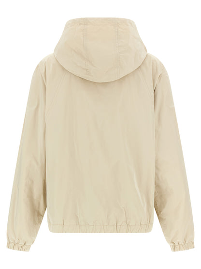 Peserico Women's Windproof Cotton Polyester Hooded Windbreaker Jacket - Beige