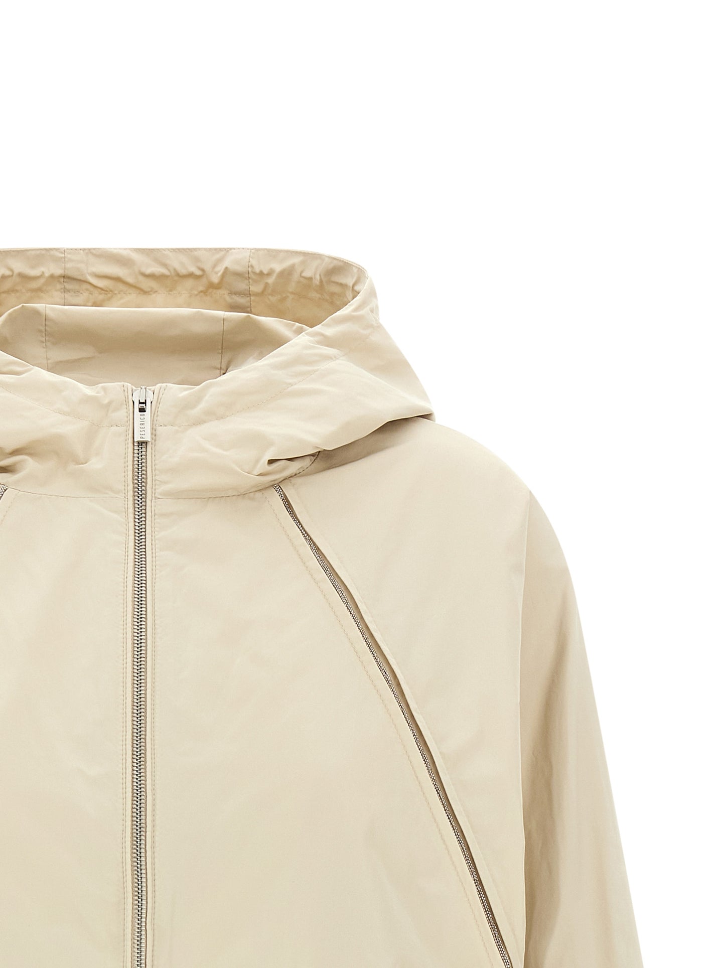Peserico Women's Windproof Cotton Polyester Hooded Windbreaker Jacket - Beige