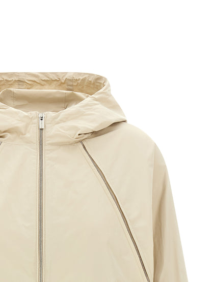 Peserico Women's Windproof Cotton Polyester Hooded Windbreaker Jacket - Beige