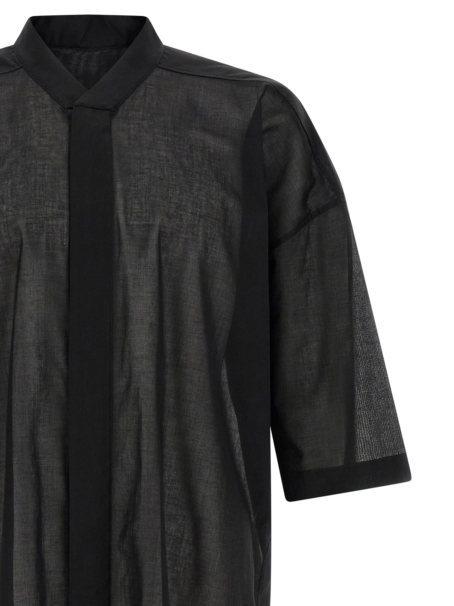 Shirt by Rick Owens for men in cotton black & transparent presents a discerning silhouette, showcasing a sophisticated and for a truly discerning finish.
