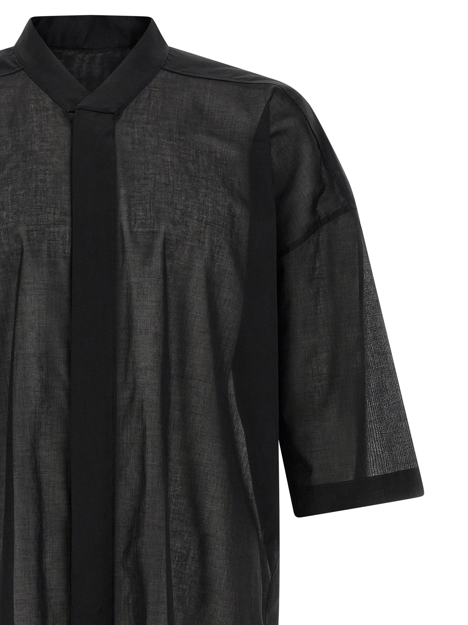 Shirt by Rick Owens for men in cotton black & transparent presents a discerning silhouette, showcasing a sophisticated and for a truly discerning finish.