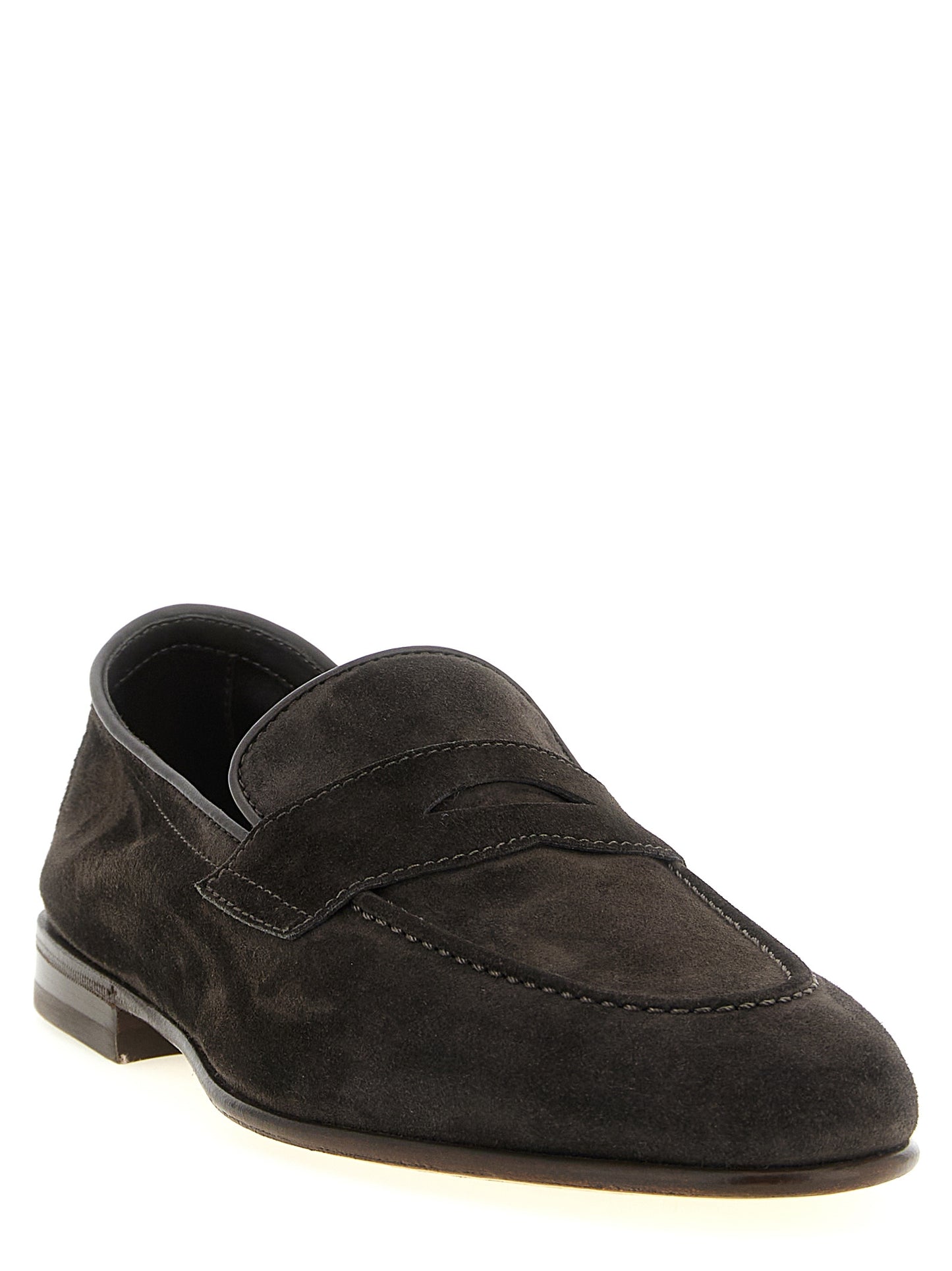 This Loafer Slip-On Shoes by Brunello Cucinelli for men in tu & calfskin suede leather brown features an exquisite silhouette from the Men's TU & Calfskin Suede Leather Loafer Slip-On Shoes collection, defined by a sophisticated and elegant almond toe style.