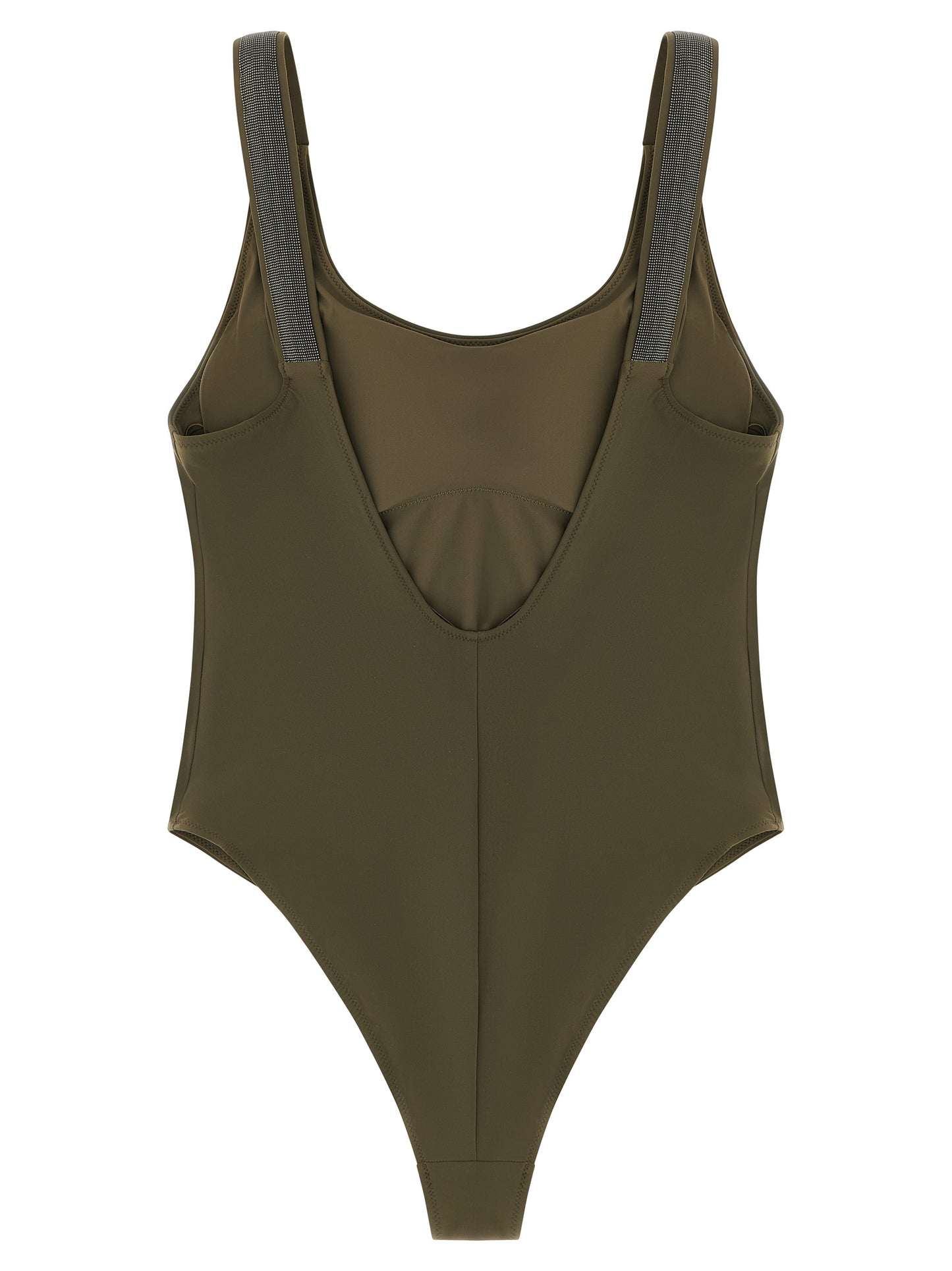 One-Piece Swimsuit by Brunello Cucinelli for women in stretch polyamide bicolour & green features a ethereal silhouette, artfully capturing the essence of Monile Women's Stretch Polyamide One-Piece Swimsuit with its ethereal design and refined cut.