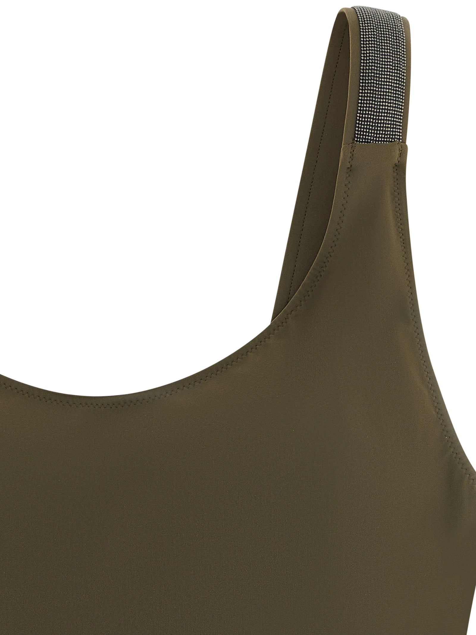 One-Piece Swimsuit by Brunello Cucinelli for women in stretch polyamide bicolour & green features an magnificent silhouette that beautifully showcases the elegant Monile Women's Stretch Polyamide One-Piece Swimsuit design with a magnificent fit.