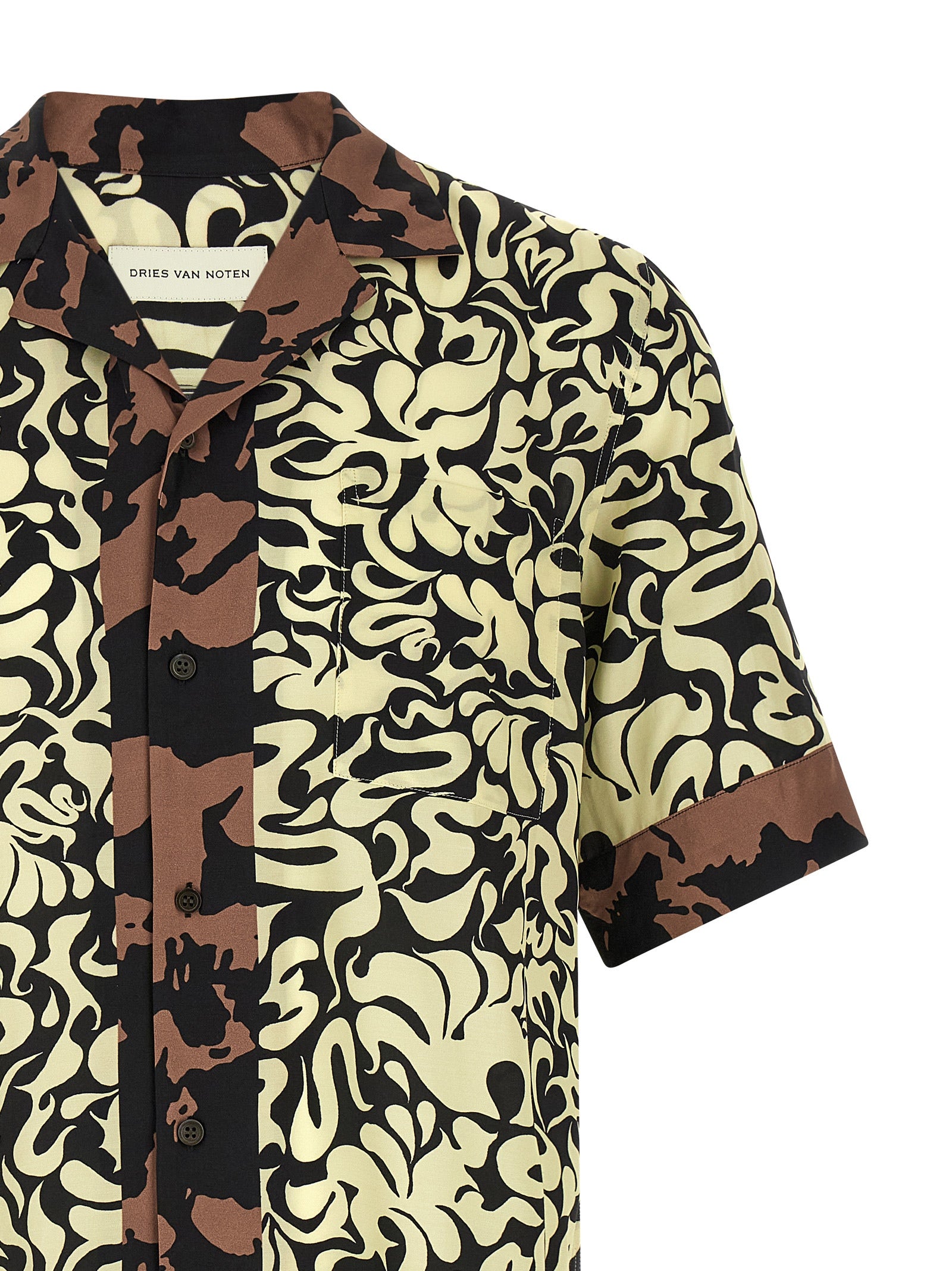 Shirt by Dries Van Noten for men in viscose multicolor, floral & print showcases a sleek silhouette, elegantly detailed with a sleek and for a sleek finish.