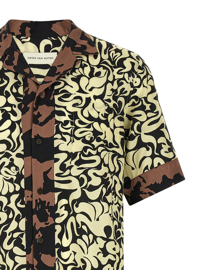 Shirt by Dries Van Noten for men in viscose multicolor, floral & print showcases a sleek silhouette, elegantly detailed with a sleek and for a sleek finish.
