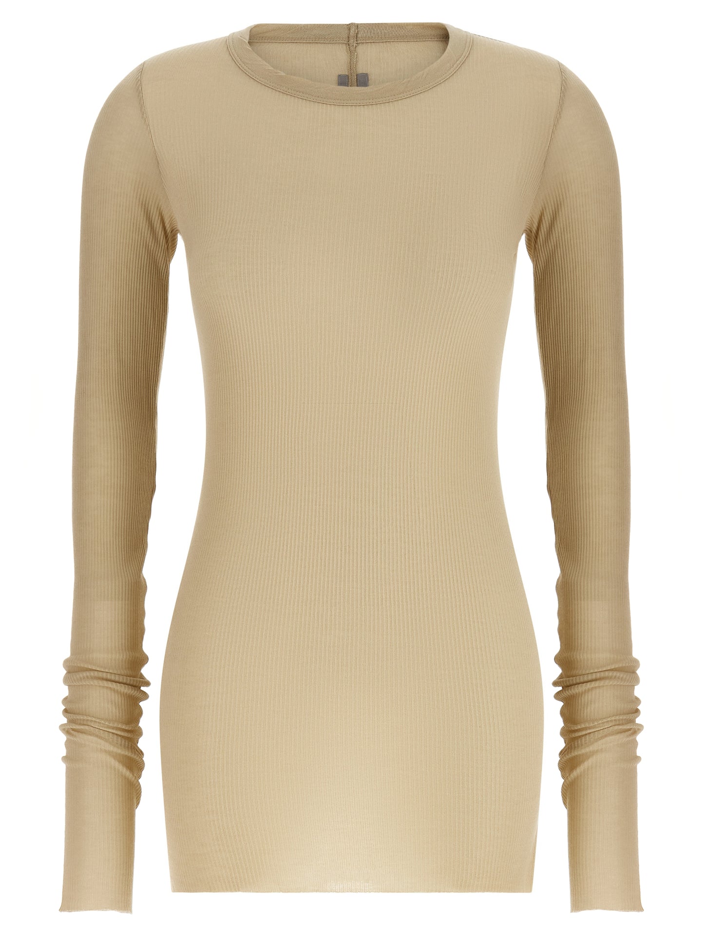 T-Shirt by Rick Owens for women in silk & viscose beige features an on trend silhouette, perfectly showcasing a on trend long-sleeve and crew neckline for an elevated aesthetic.