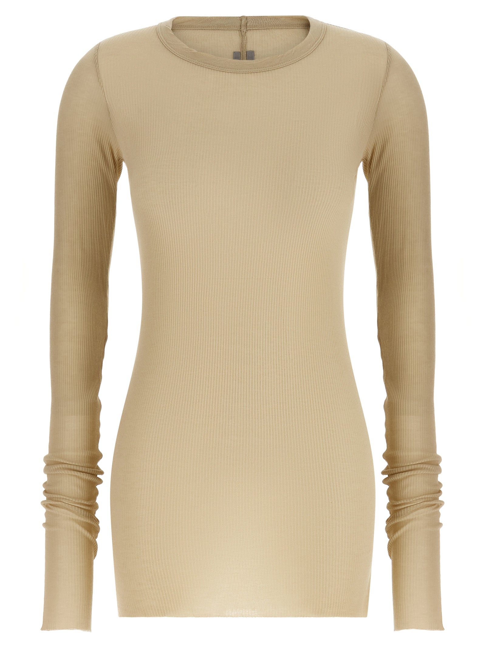 T-Shirt by Rick Owens for women in silk & viscose beige features an on trend silhouette, perfectly showcasing a on trend long-sleeve and crew neckline for an elevated aesthetic.