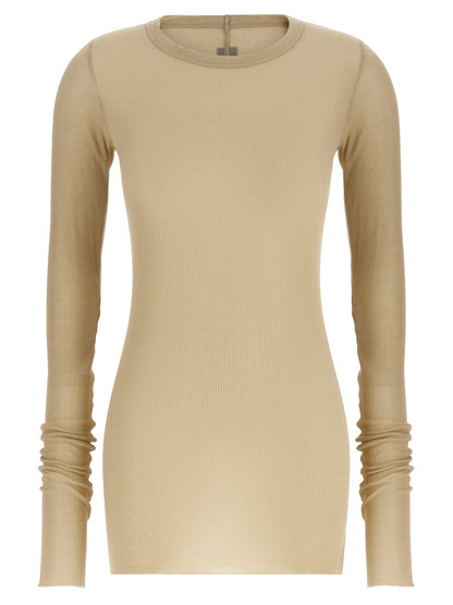 T-Shirt by Rick Owens for women in silk & viscose beige features an on trend silhouette, perfectly showcasing a on trend long-sleeve and crew neckline for an elevated aesthetic.
