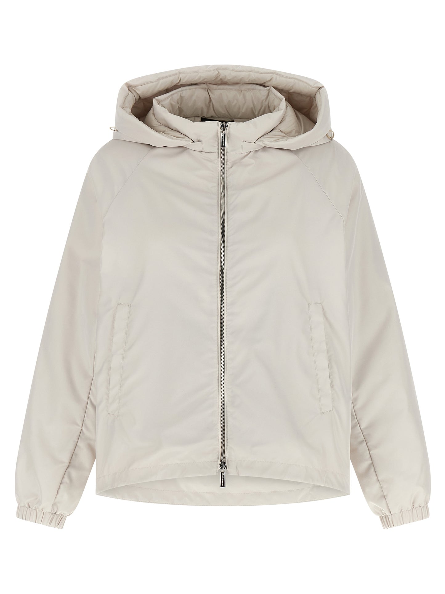 Hooded Windbreaker Jacket by MooRER for women in polyester & goose down beige features an stylish silhouette, showcasing a sophisticated hooded neckline and performance-driven hooded, insulated & windproof for a premium, stylish look.