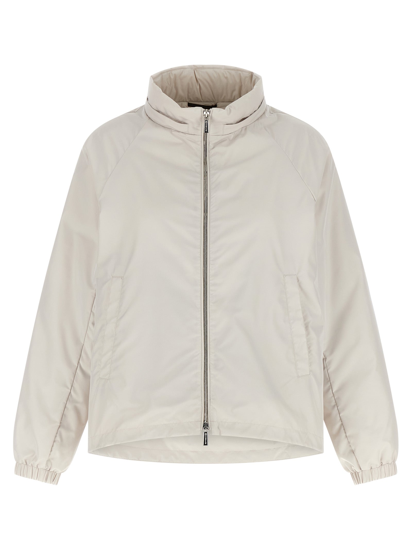 Hooded Windbreaker Jacket by MooRER for women in polyester & goose down beige showcases a modern silhouette, integrating hooded, insulated & windproof and a modern hooded neckline for a sophisticated finish.