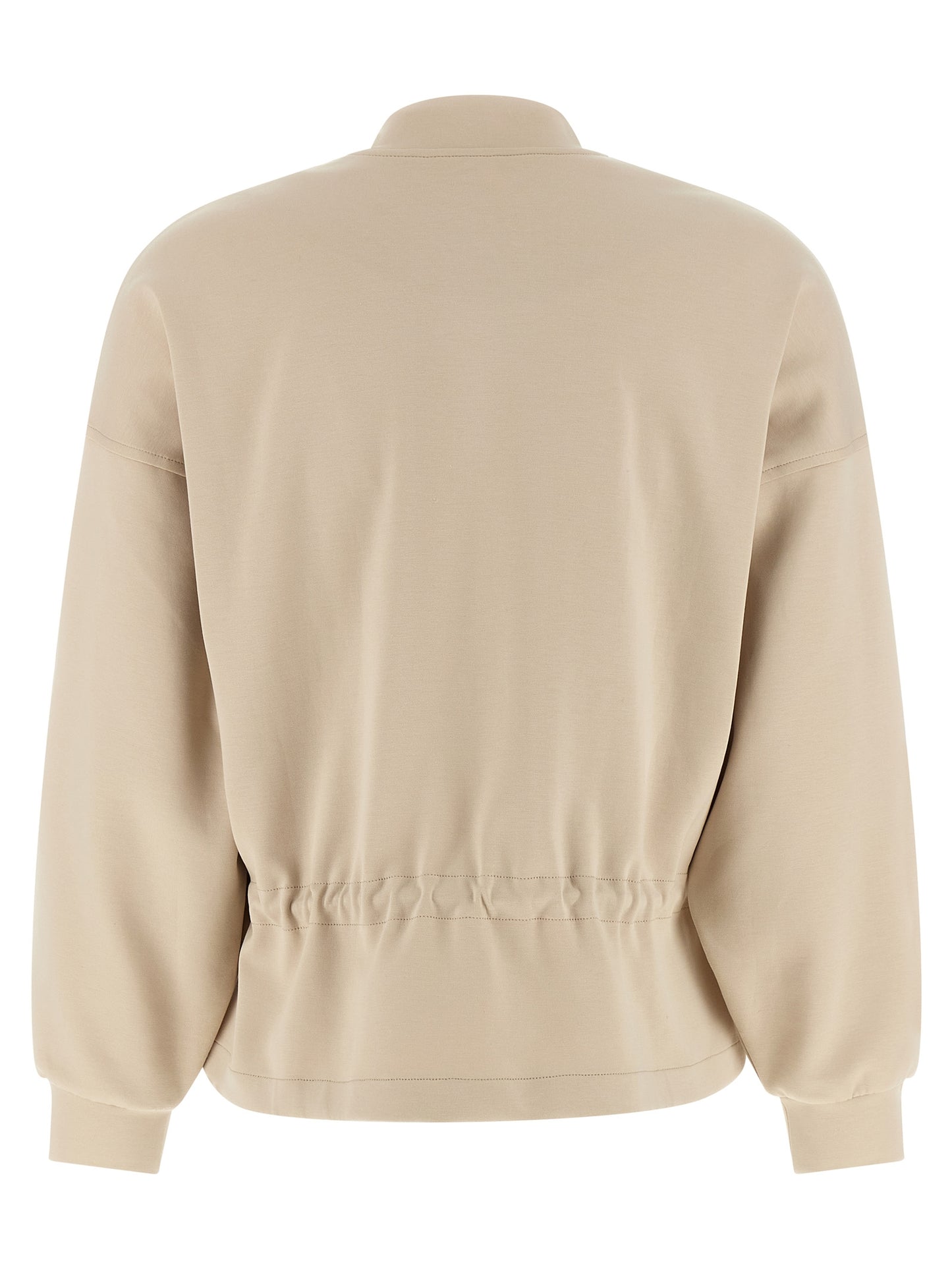 Activewear Sweatshirt by MooRER for women in plush polyester & cotton beige features an contemporary silhouette with , refined detailing, and an contemporary high-neck neckline for a sophisticated performance look.