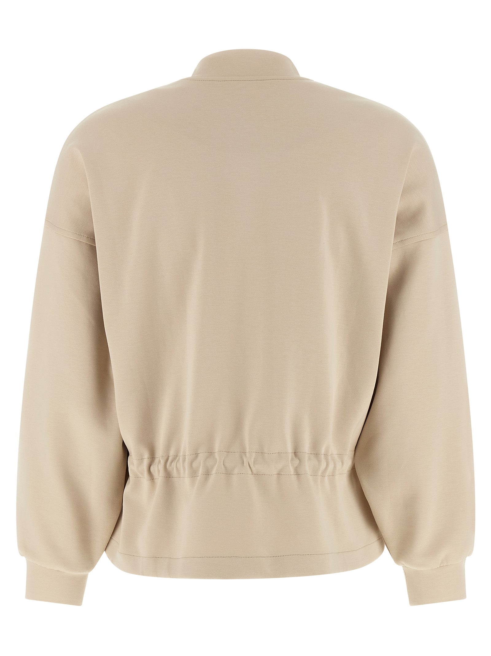 Activewear Sweatshirt by MooRER for women in plush polyester & cotton beige features an contemporary silhouette with , refined detailing, and an contemporary high-neck neckline for a sophisticated performance look.