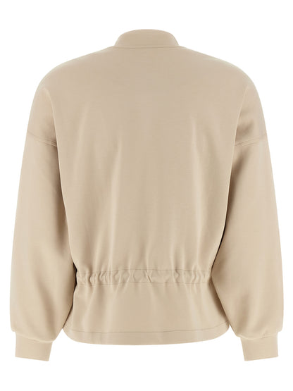 Activewear Sweatshirt by MooRER for women in plush polyester & cotton beige features an contemporary silhouette with , refined detailing, and an contemporary high-neck neckline for a sophisticated performance look.