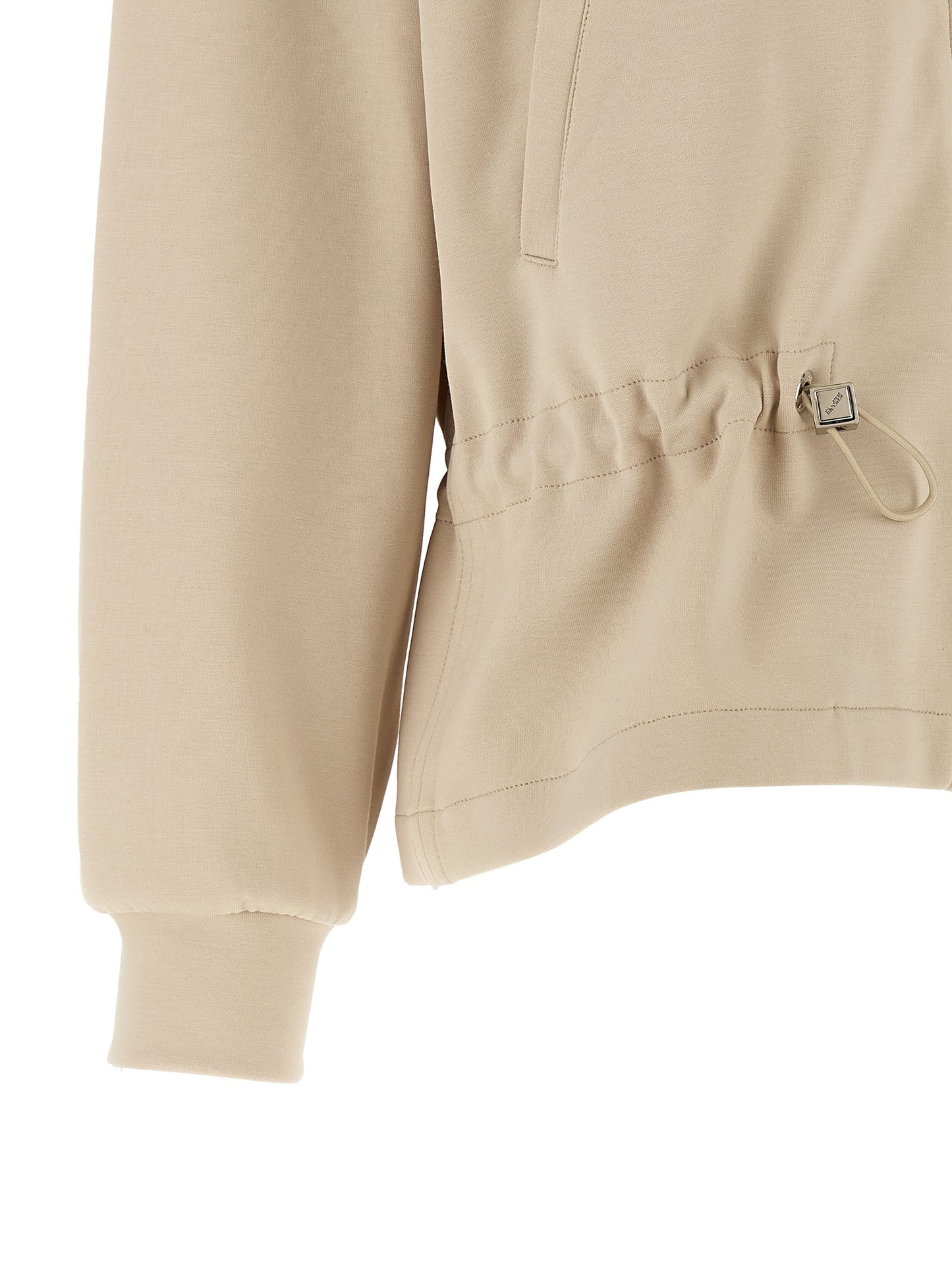 Activewear Sweatshirt by MooRER for women in plush polyester & cotton beige presents a ergonomic silhouette, showcasing a sophisticated and detailed with premium for a ergonomic finish.