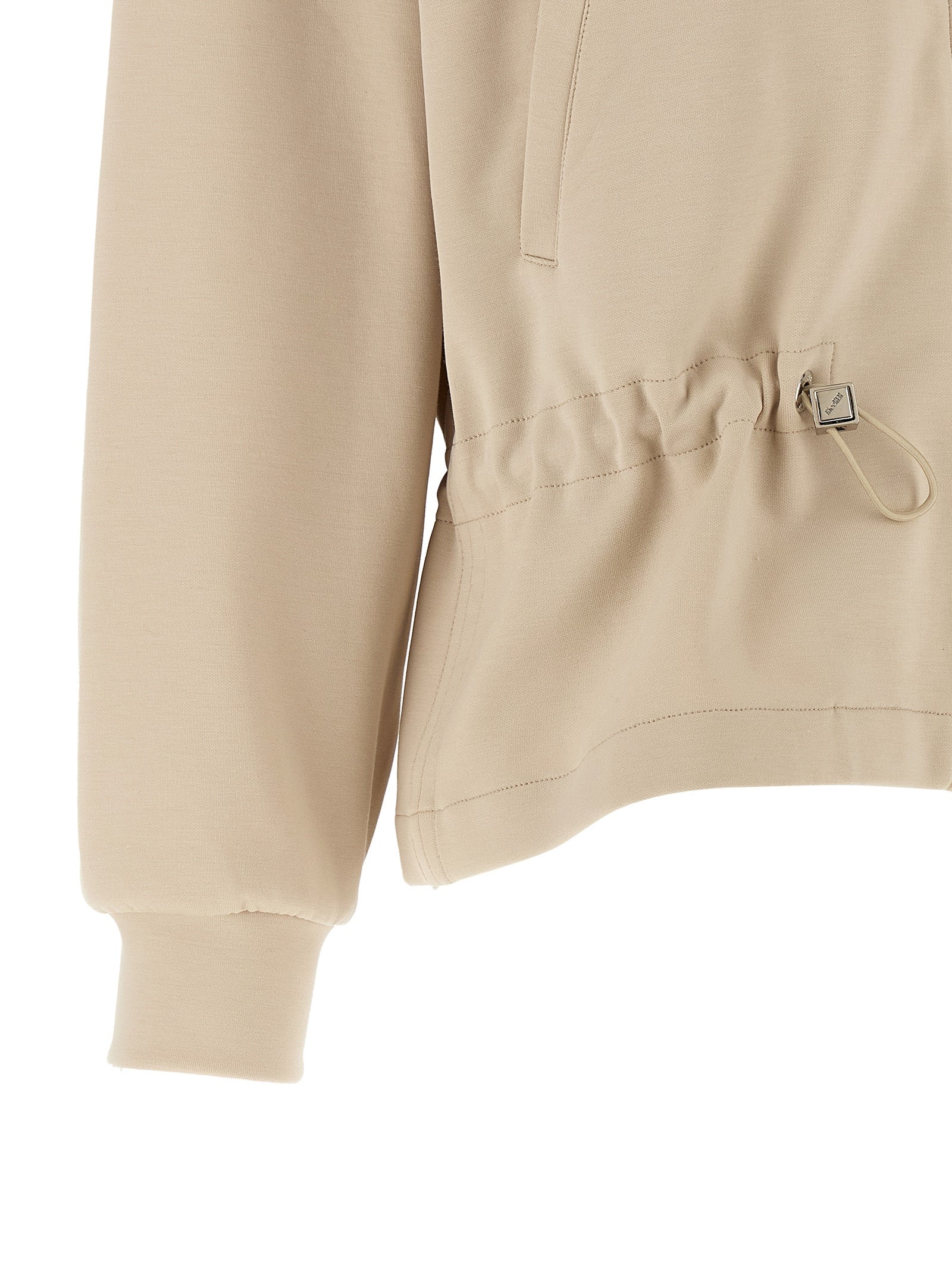 Activewear Sweatshirt by MooRER for women in plush polyester & cotton beige presents a ergonomic silhouette, showcasing a sophisticated and detailed with premium for a ergonomic finish.