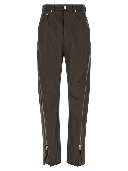 Casual Pants by Rick Owens for men in nylon cotton brown presents a tailored silhouette, showcasing a tailored and long cut with a refined high rise for a truly tailored aesthetic.