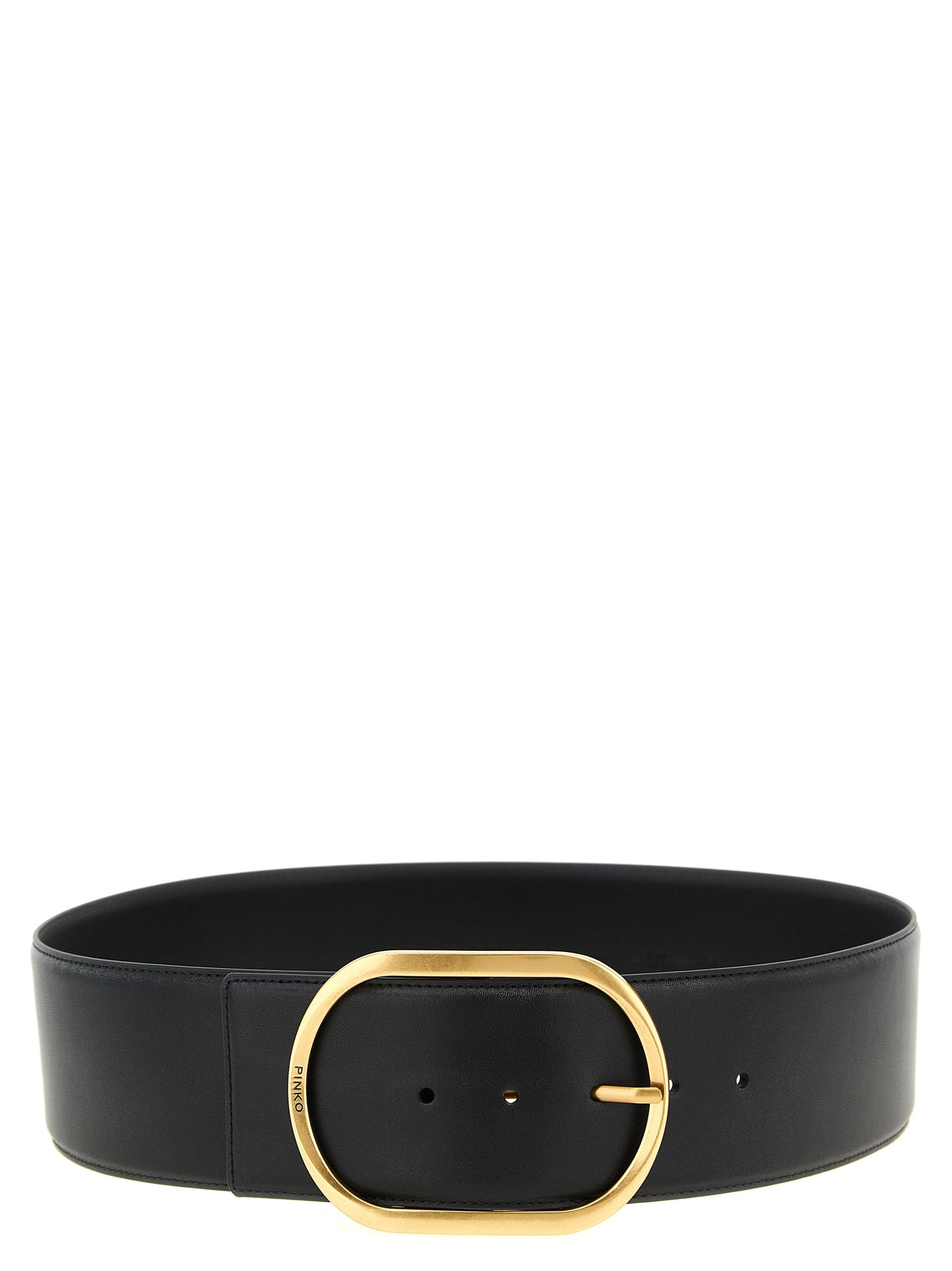 Belt by PINKO for women in bos taurus cowhide leather black features a bohemian chic silhouette, showcasing the bohemian chic Bos Taurus Cowhide Leather Belt design with a sophisticated bohemian chic finish.