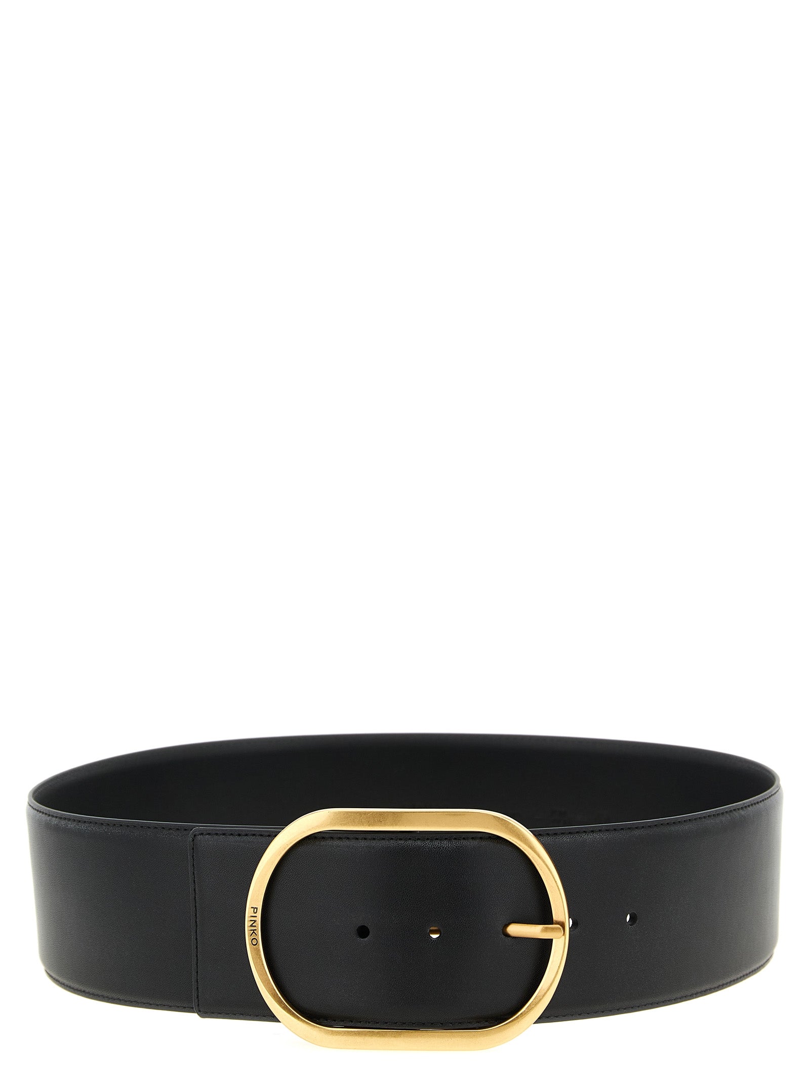Belt by PINKO for women in bos taurus cowhide leather black features a bohemian chic silhouette, showcasing the bohemian chic Bos Taurus Cowhide Leather Belt design with a sophisticated bohemian chic finish.