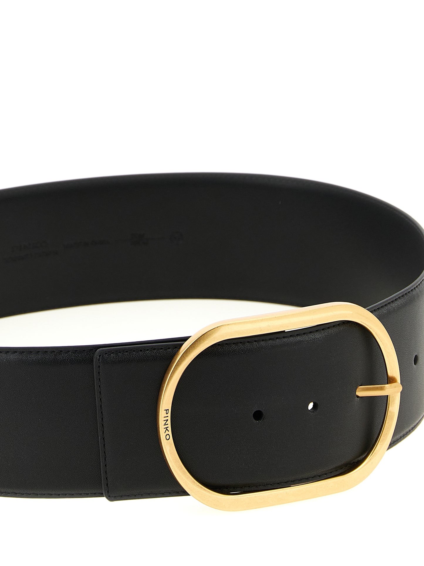 Belt by PINKO for women in bos taurus cowhide leather black features a artisanal-chic design, artfully capturing the essence of the Bos Taurus Cowhide Leather Belt with a artisanal-chic finish.