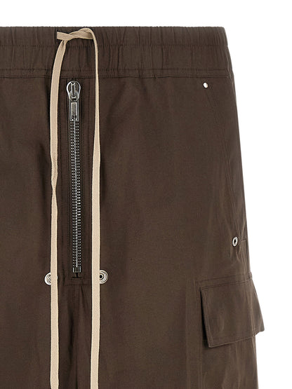 Cargo Pants by Rick Owens for men in stretch cotton brown features an urban chic wide with a and long, creating a urban chic aesthetic for "Moon Behind the Hill".