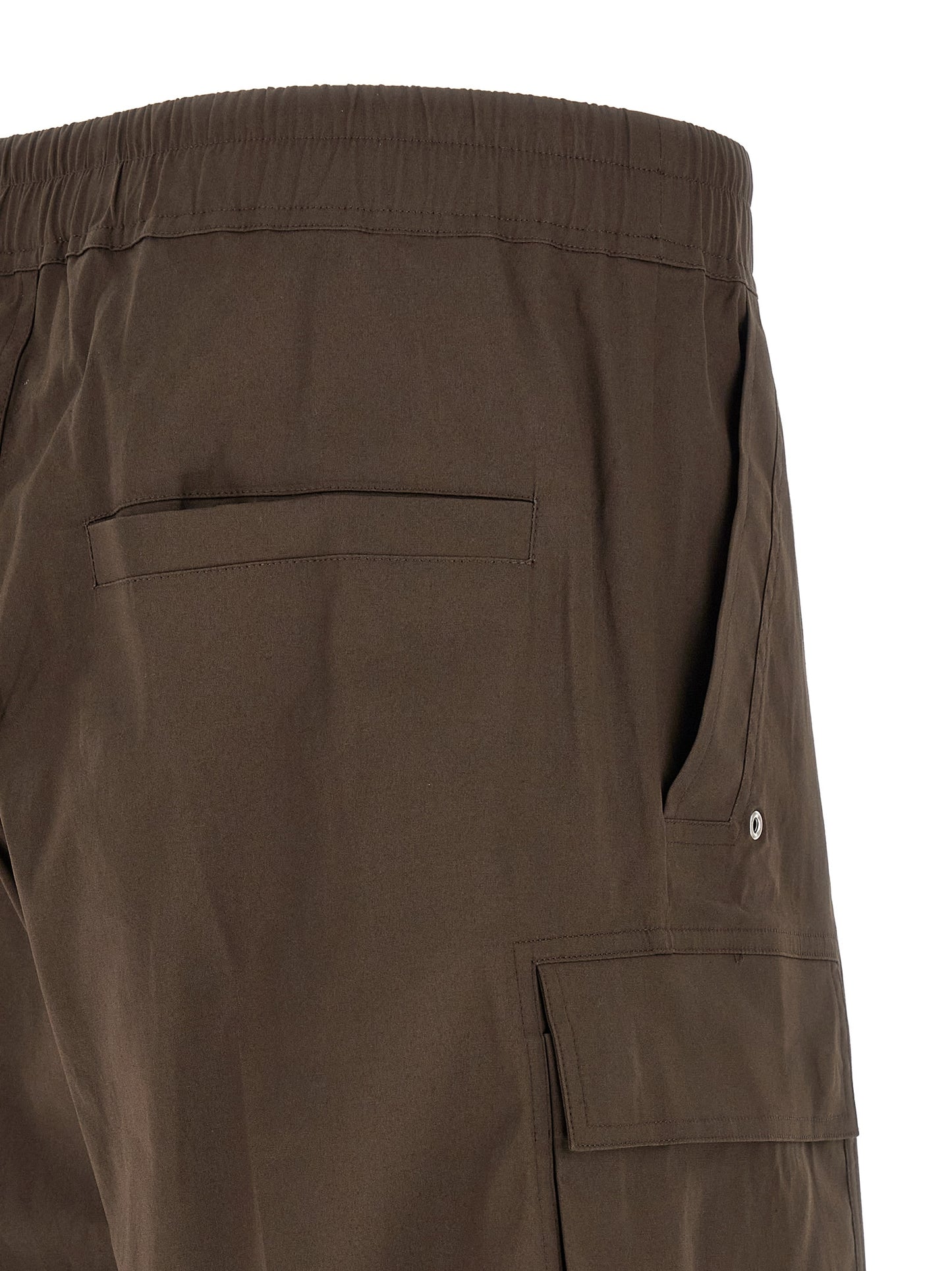 Cargo Pants by Rick Owens for men in stretch cotton brown features a sartorial silhouette, showcasing a sophisticated wide with a refined long and elegant .