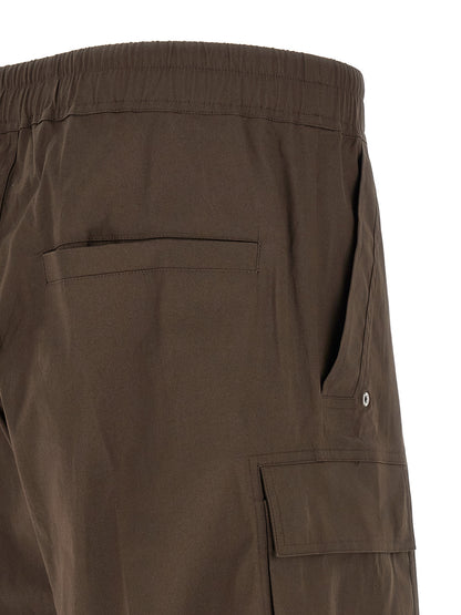 Cargo Pants by Rick Owens for men in stretch cotton brown features a sartorial silhouette, showcasing a sophisticated wide with a refined long and elegant .