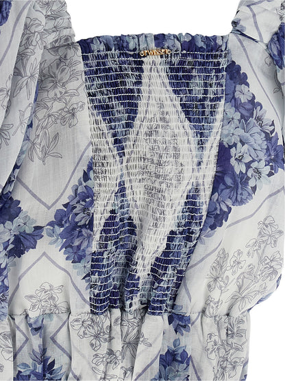 Blouse by Twinset for women in ramie & polyester blue, patterned, floral & print, featuring a nuanced and nuanced for a sophisticated finish.