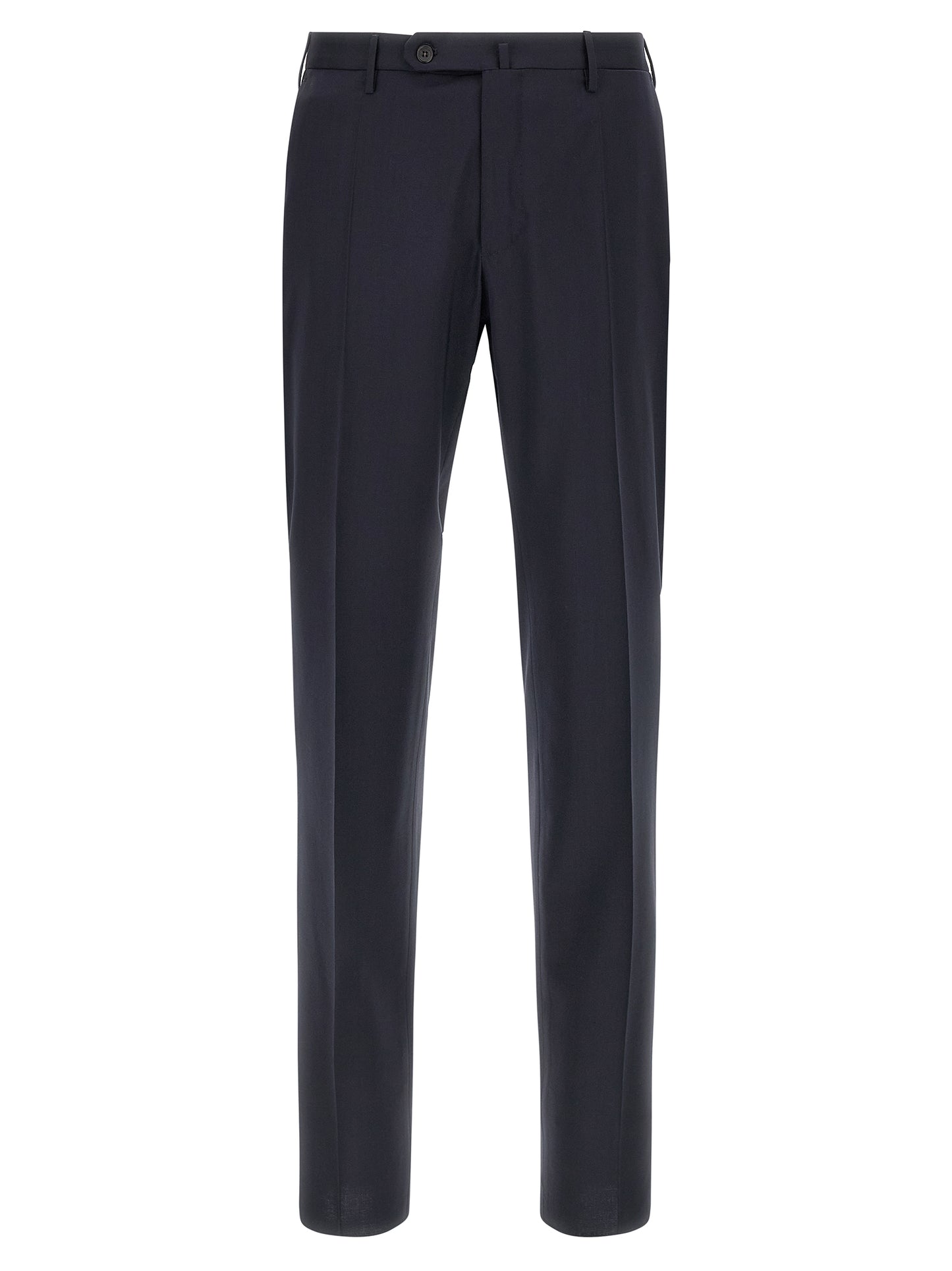 Trousers by Incotex for men in virgin wool blue features an on trend silhouette, showcasing a sophisticated with a long and for an on trend finish.