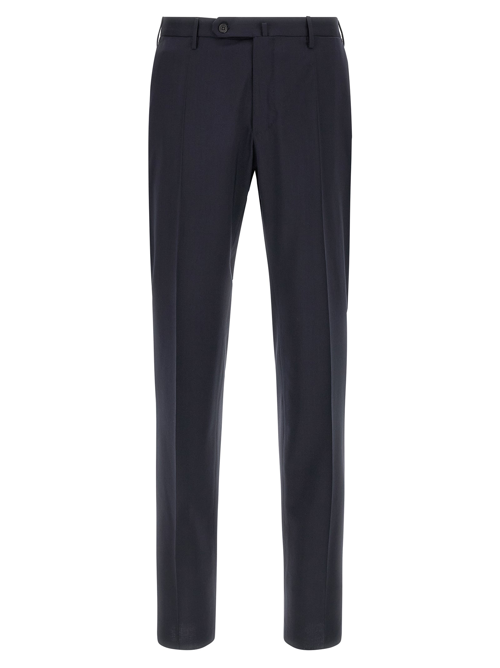 Trousers by Incotex for men in virgin wool blue features an on trend silhouette, showcasing a sophisticated with a long and for an on trend finish.