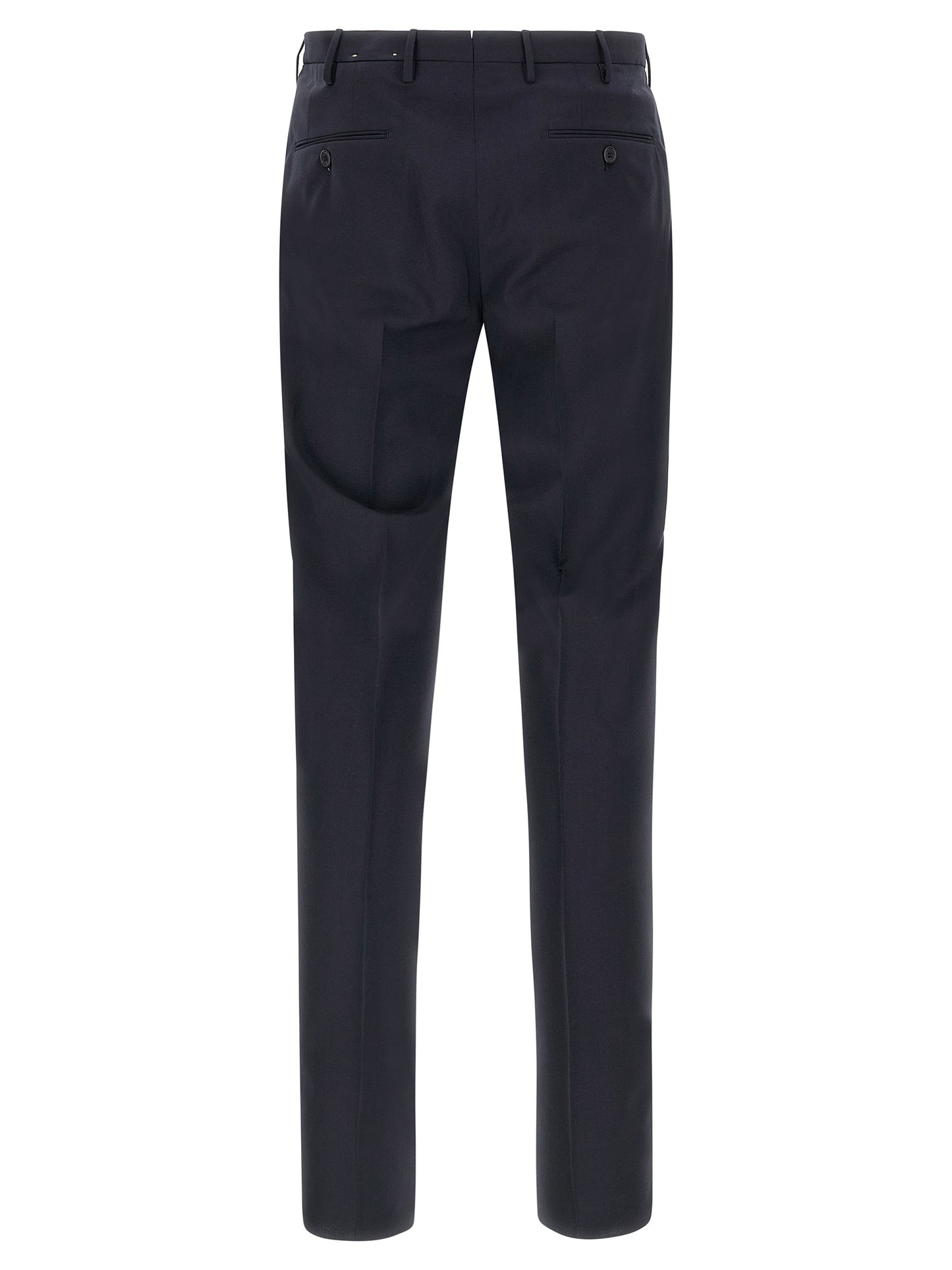 Trousers by Incotex for men in virgin wool blue features an sartorial silhouette, showcasing a precise and long with a sartorial for a refined look.