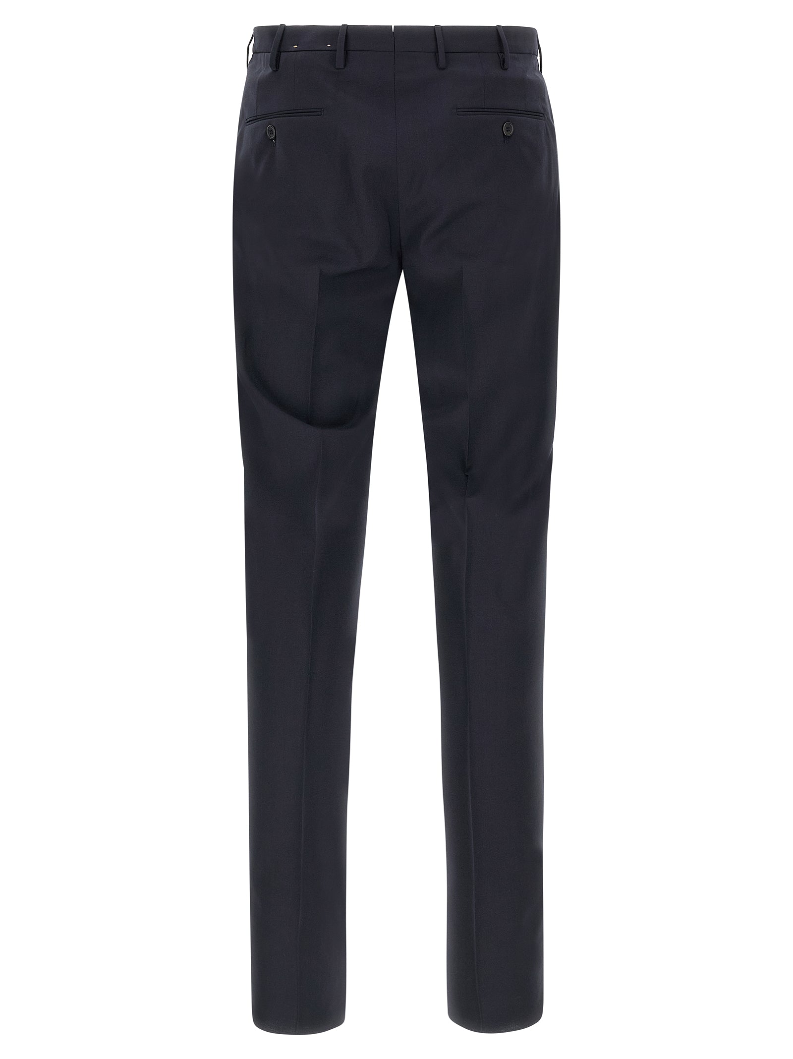 Trousers by Incotex for men in virgin wool blue features an sartorial silhouette, showcasing a precise and long with a sartorial for a refined look.