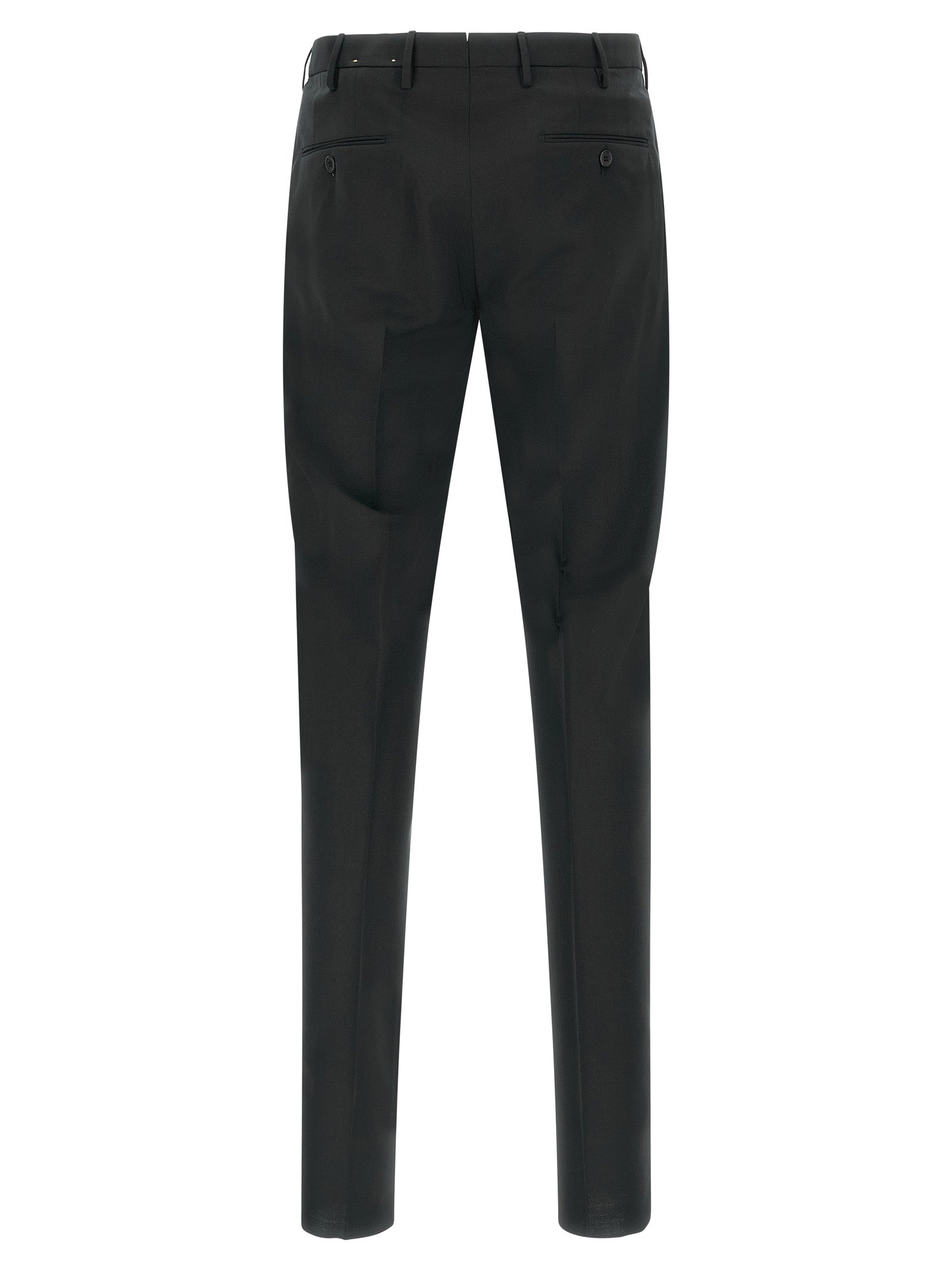 Trousers by Incotex for men in virgin wool black features a sculptural silhouette, showcasing a sculptural and long with a sophisticated for a sculptural finish.