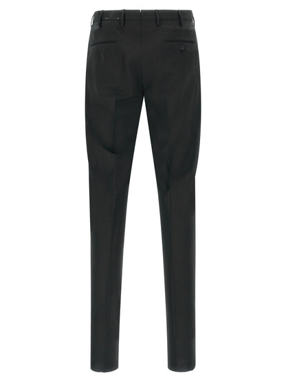 Trousers by Incotex for men in virgin wool black features a sculptural silhouette, showcasing a sculptural and long with a sophisticated for a sculptural finish.
