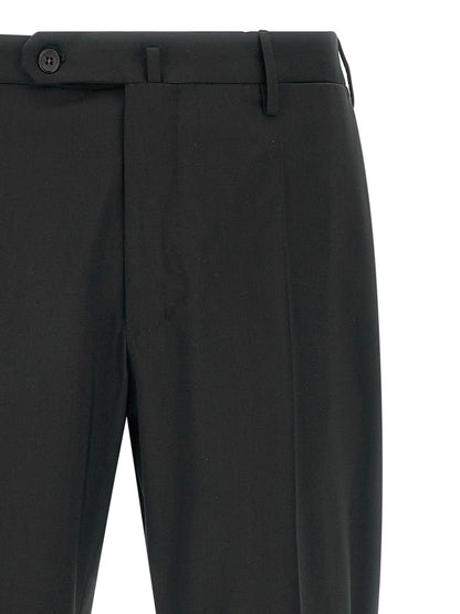 Trousers by Incotex for men in virgin wool black features a artisanal silhouette, showcasing a sophisticated with a long and for a artisanal finish.