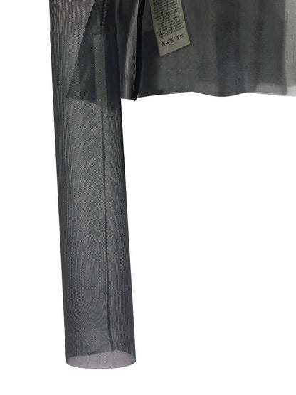 Overcoat by Rick Owens for women in silk nylon chiffon black & transparent features an voluminous silhouette, showcasing distinct and a voluminous for a truly voluminous aesthetic.
