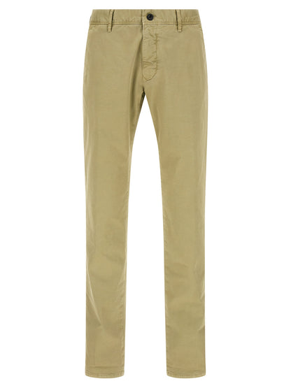Incotex Men's Straight Leg Low Rise Stretch Cotton Casual Pants - Bicolour Green