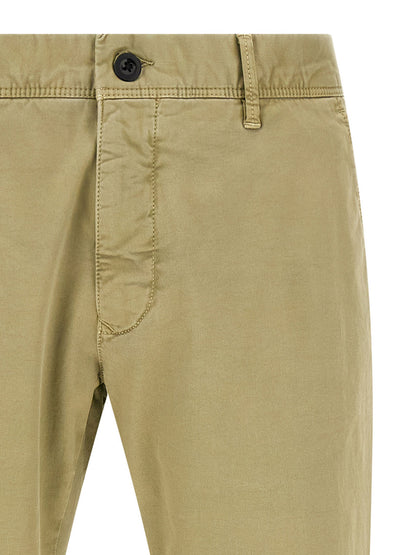 Incotex Men's Straight Leg Low Rise Stretch Cotton Casual Pants - Bicolour Green