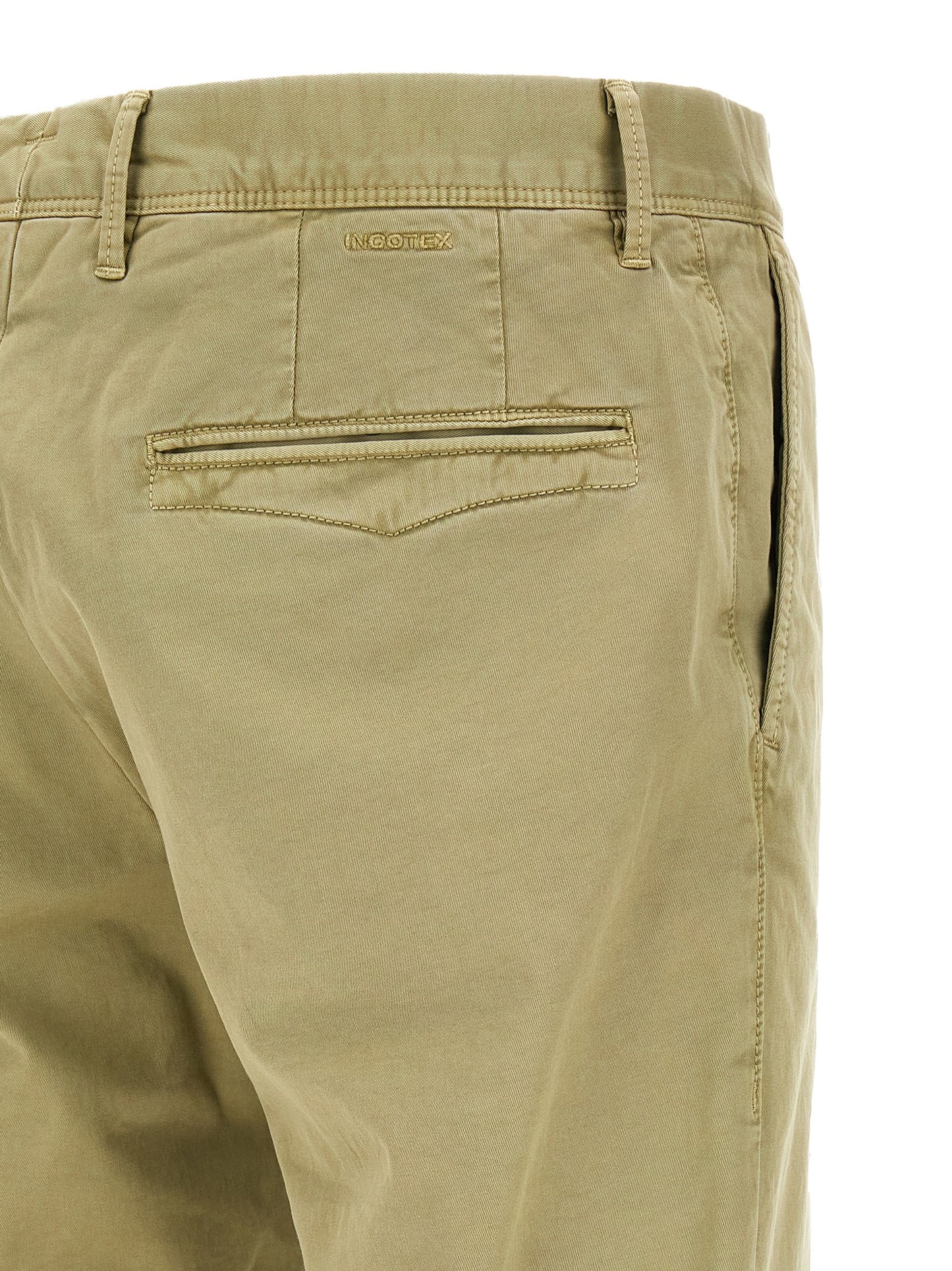 Incotex Men's Straight Leg Low Rise Stretch Cotton Casual Pants - Bicolour Green