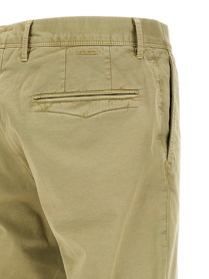 Incotex Men's Straight Leg Low Rise Stretch Cotton Casual Pants - Bicolour Green