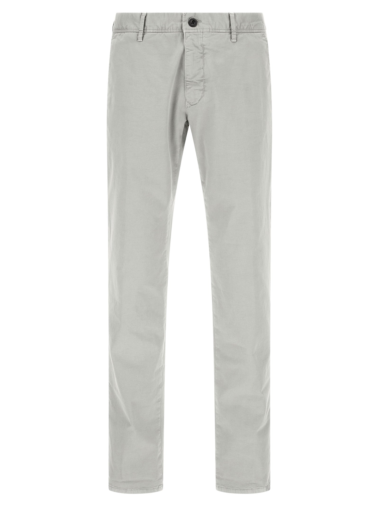 Casual Pants by Incotex for men in stretch cotton gray presents a tailored silhouette, showcasing a tailored straight-leg and long cut with a refined low rise for a truly tailored aesthetic.