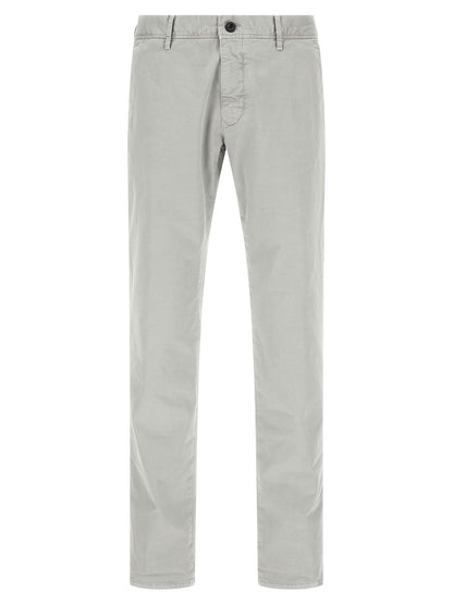 Casual Pants by Incotex for men in stretch cotton gray presents a tailored silhouette, showcasing a tailored straight-leg and long cut with a refined low rise for a truly tailored aesthetic.